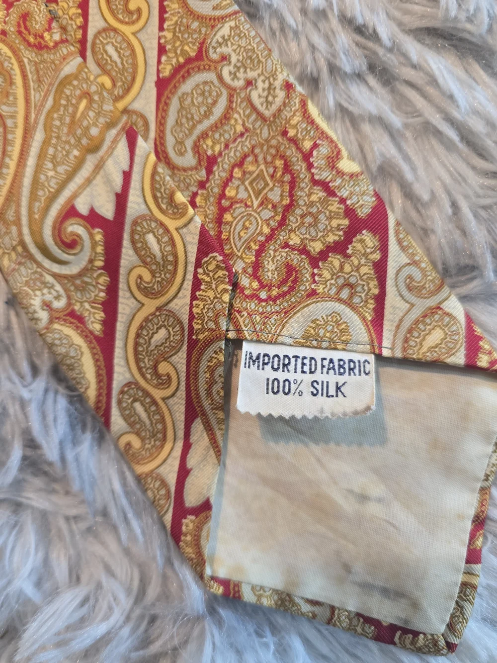 Vintage Gold And Red Paisley Silk Men's Tie